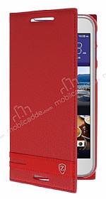 HTC Desire 830 Gizli Mknatsl Yan Kapakl Krmz Deri Klf