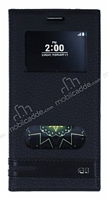 LG G5 Gizli Mknatsl Pencereli Siyah Deri Klf