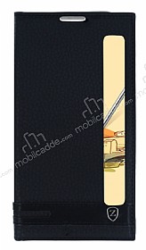 LG Stylus 2 Gizli Mknatsl Pencereli Siyah Deri Klf