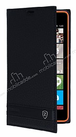 Microsoft Lumia 540 Gizli Mknatsl Yan Kapakl Siyah Deri Klf