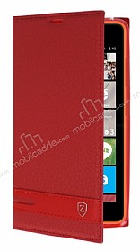 Microsoft Lumia 540 Gizli Mknatsl Yan Kapakl Krmz Deri Klf