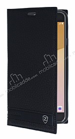 Samsung Galaxy J7 Prime / J7 Prime 2 Gizli Mknatsl Yan Kapakl Siyah Deri Klf