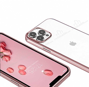 Eiroo Pixel iPhone 13 Pro Max Pembe Rubber Klf
