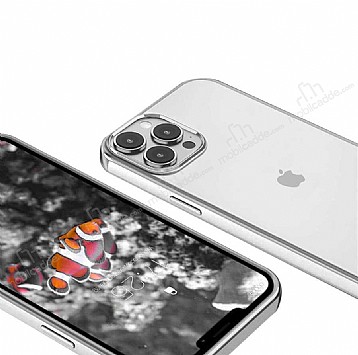 Eiroo Pixel iPhone 13 Pro Silver Rubber Klf