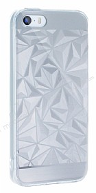 Eiroo Prism iPhone SE / 5 / 5S Silikon Kenarl Silver Rubber Klf