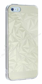 Eiroo Prism iPhone SE / 5 / 5S Silikon Kenarl Kristal Gold Rubber Klf