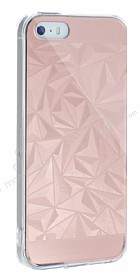 Eiroo Prism iPhone SE / 5 / 5S Silikon Kenarl Rose Gold Rubber Klf