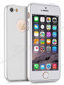 Zore GKK Ays iPhone SE / 5 / 5S 360 Derece Koruma Silver Rubber Klf
