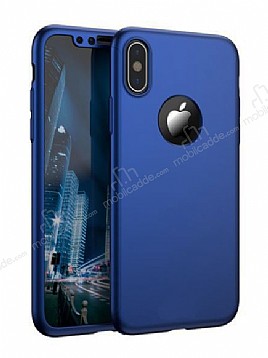 Eiroo Protect Fit iPhone X / XS 360 Derece Koruma Mavi Rubber Klf