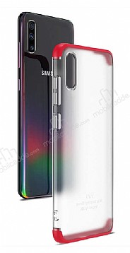 Zore GKK Ays Samsung Galaxy A50 360 Derece Koruma effaf Krmz Rubber Klf