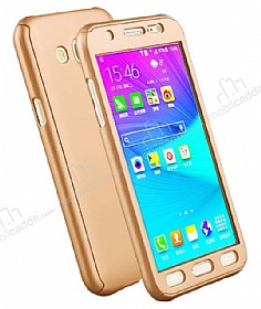 Eiroo Protect Fit Samsung Galaxy J5 360 Derece Koruma Gold Rubber Klf