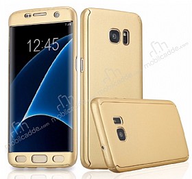 Zore GKK Ays Samsung Galaxy S7 Edge 360 Derece Koruma Gold Rubber Klf