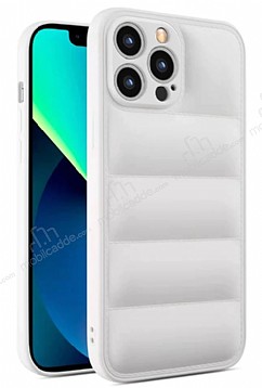 Eiroo Puffer iPhone 12 Pro Max Beyaz Silikon Klf