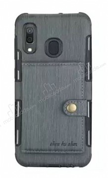 Eiroo Purse Samsung Galaxy A10S Czdanl Gri Rubber Klf
