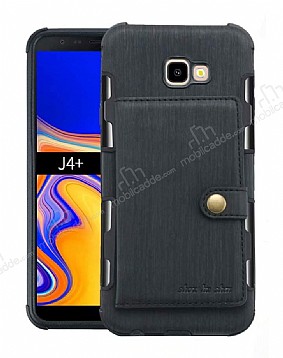 Eiroo Purse Samsung Galaxy J4 Plus Czdanl Siyah Rubber Klf