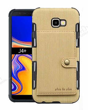 Eiroo Purse Samsung Galaxy J4 Plus Czdanl Gold Rubber Klf