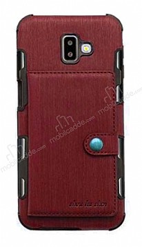 Eiroo Purse Samsung Galaxy J6 Plus Czdanl Bordo Rubber Klf