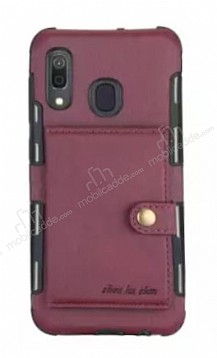 Eiroo Purse Samsung Galaxy M20 Czdanl Bordo Rubber Klf