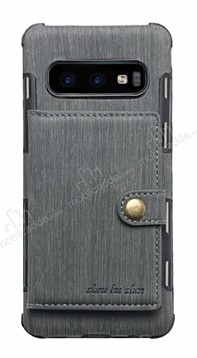 Eiroo Purse Samsung Galaxy S10 Czdanl Gri Rubber Klf