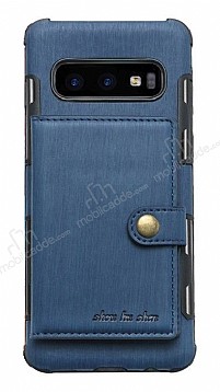 Eiroo Purse Samsung Galaxy S10 Plus Czdanl Lacivert Rubber Klf