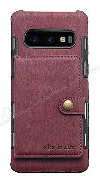 Eiroo Purse Samsung Galaxy S10 Plus Czdanl Bordo Rubber Klf