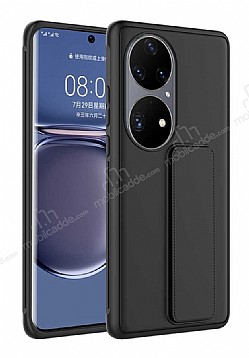 Eiroo Qstand Huawei P50 Pro Siyah Silikon Klf