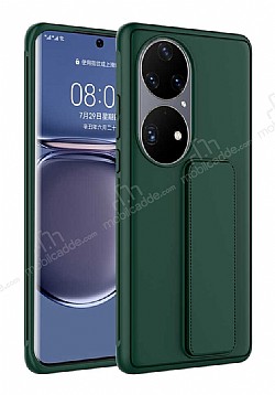 Eiroo Qstand Huawei P50 Pro Yeşil Silikon Kılıf