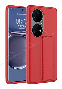 Eiroo Qstand Huawei P50 Pro Kırmızı Silikon Kılıf