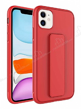 Eiroo Qstand iPhone 12 Kırmızı Silikon Kılıf