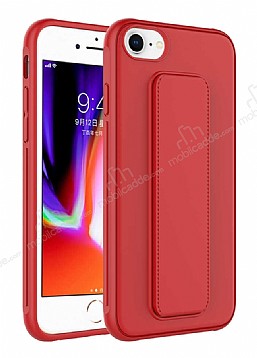 Eiroo Qstand iPhone SE 2020 Kırmızı Silikon Kılıf