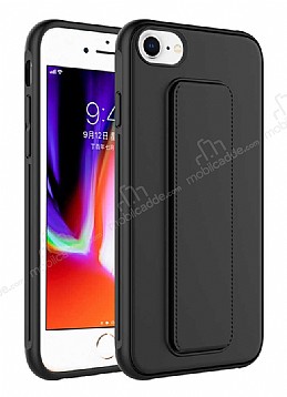 Eiroo Qstand iPhone SE 2022 Siyah Silikon Kılıf