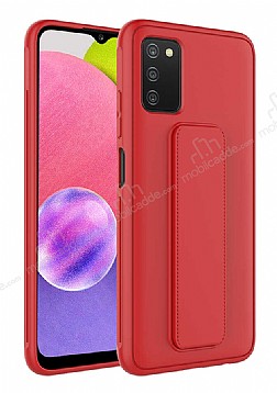 Eiroo Qstand Samsung Galaxy A03s Kırmızı Silikon Kılıf