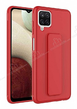 Eiroo Qstand Samsung Galaxy A12 / M12 Kırmızı Silikon Kılıf