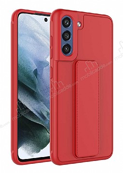 Eiroo Qstand Samsung Galaxy S21 FE 5G Kırmızı Silikon Kılıf