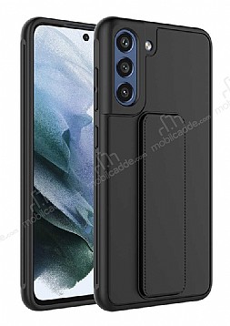 Eiroo Qstand Samsung Galaxy S21 FE 5G Siyah Silikon Klf
