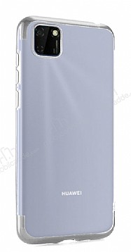 Eiroo Radiant Huawei Y5P Silver Kenarl effaf Silikon Klf