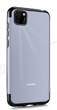 Eiroo Radiant Huawei Y5P Siyah Kenarl effaf Silikon Klf