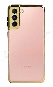 Eiroo Radiant Samsung Galaxy S21 Gold Kenarl effaf Silikon Klf