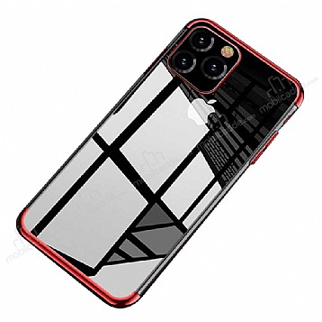 Eiroo Radiant iPhone 11 Pro Max Krmz Kenarl effaf Silikon Klf