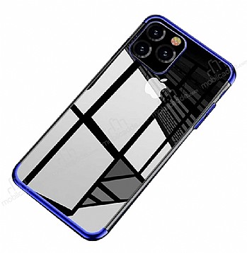 Eiroo Radiant iPhone 11 Pro Max Lacivert Kenarl effaf Silikon Klf
