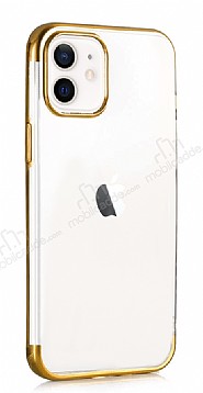 Eiroo Radiant iPhone 12 Mini 5.4 in Gold Kenarl effaf Silikon Klf