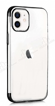 Eiroo Radiant iPhone 12 Mini 5.4 in Siyah Kenarl effaf Silikon Klf