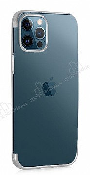 Eiroo Radiant iPhone 12 Pro Max 6.7 in Silver Kenarl effaf Silikon Klf