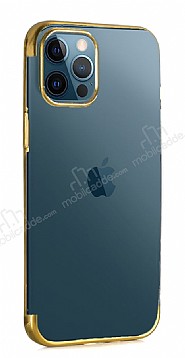 Eiroo Radiant iPhone 12 Pro Max 6.7 in Gold Kenarl effaf Silikon Klf