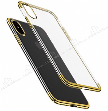 Eiroo Radiant iPhone X / XS Gold Kenarl effaf Rubber Klf