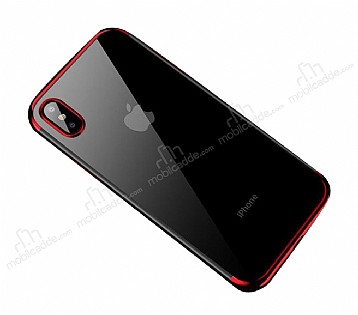 Eiroo Radiant iPhone X / XS Krmz Kenarl effaf Silikon Klf