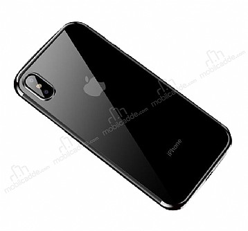 Eiroo Radiant iPhone X / XS Silver Kenarl effaf Silikon Klf