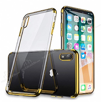 Eiroo Radiant iPhone XR Gold Kenarl effaf Rubber Klf