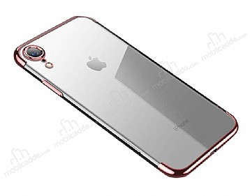 Eiroo Radiant iPhone XR Rose Gold Kenarl effaf Silikon Klf