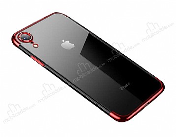 Eiroo Radiant iPhone XR Krmz Kenarl effaf Silikon Klf